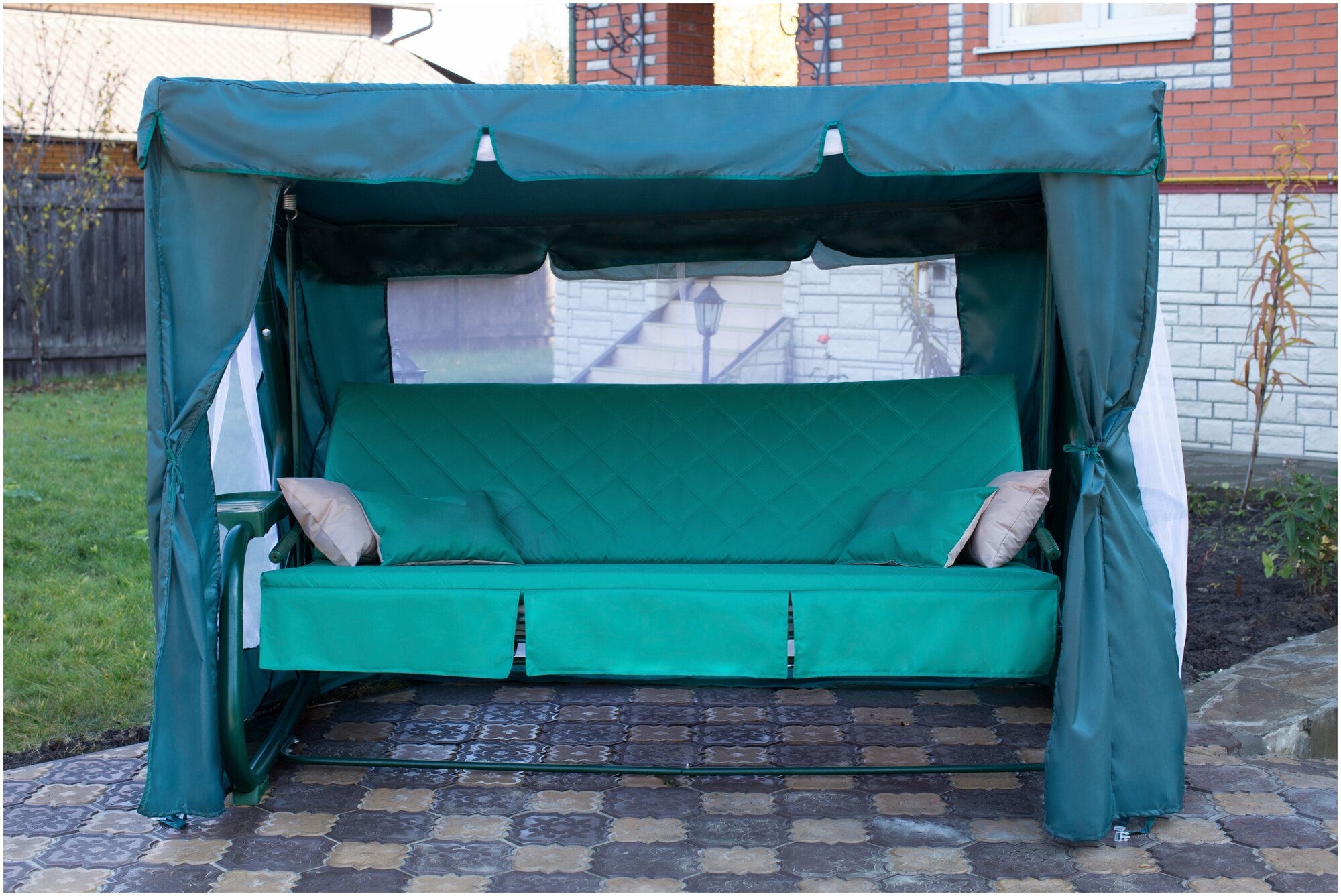 Тент-шатер Fler для качелей Варадеро (219х131х170 см) зеленый - фотография № 3