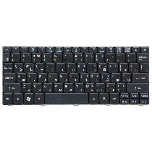 Клавиатура для ноутбука Acer Aspire One 532 522 D255 D260 Series Плоский Enter Черная без рамки PN 904GS07C0R 610₽