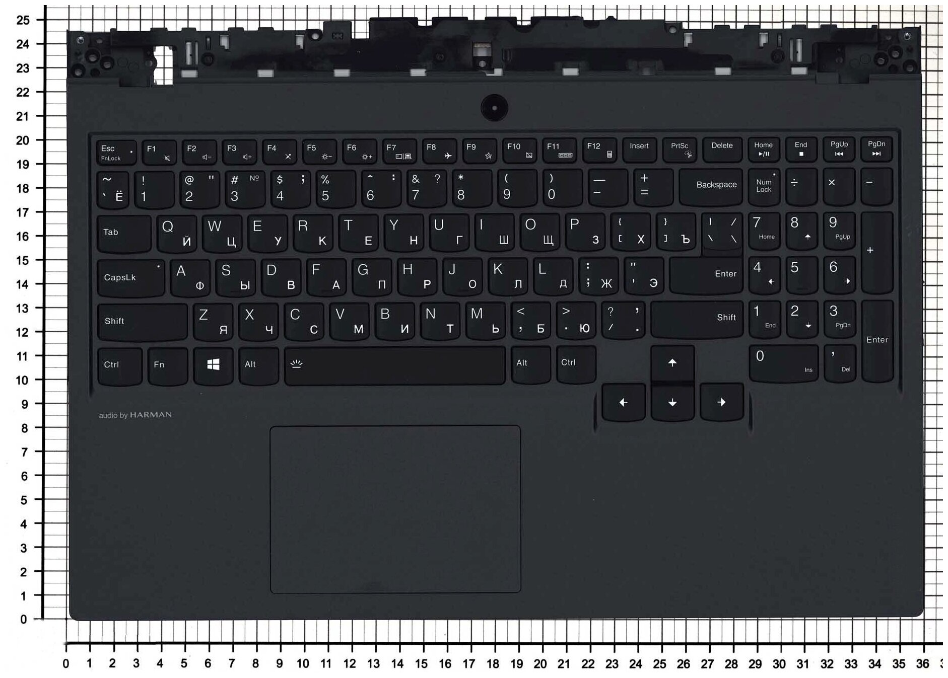 Клавиатура для ноутбука Lenovo Legion 5-15ARH05 черная с черным топкейсом