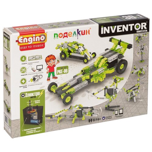 конструктор engino inventor motorized 3030 30 models set 120 дет Поделкин & Engino PKE-06 Конструктор пластиковый 30 моделей/с мотором 121 элемент.