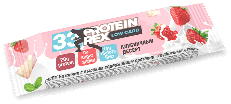 Батончик протеиновый ProteinRex 60г клубничный десерт