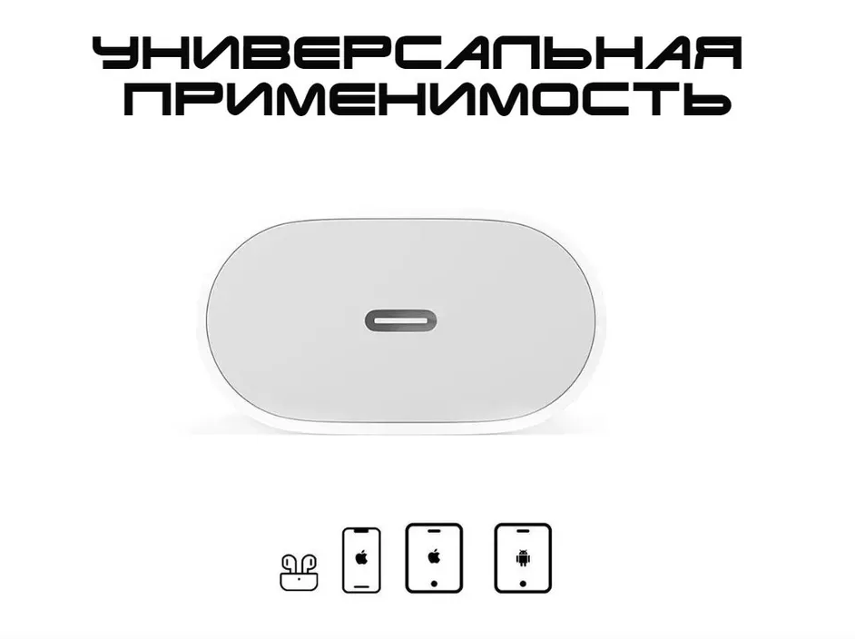 Зарядка type c / Зарядка / Блок питания для телефона USB-C 20W / Адаптер usb type c / для iphone и android / Белый