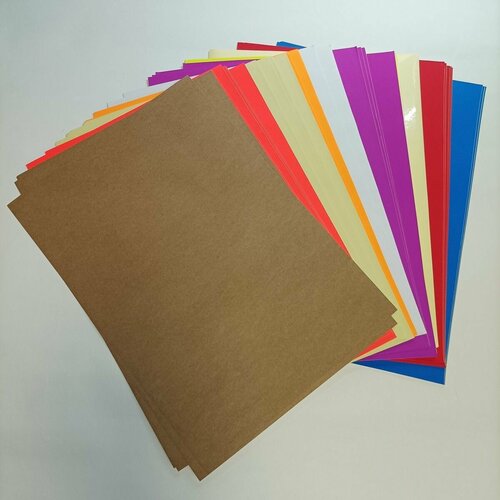 Самоклеящаяся бумага цветная, набор, 1 этикетка 210*297 мм, 50 листов