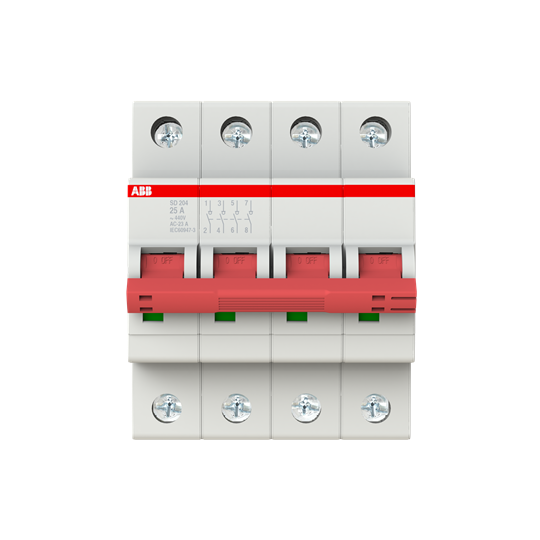 Рубильник модульный 4П ABB SD204/25 рычаг красный 2CDD284101R0025