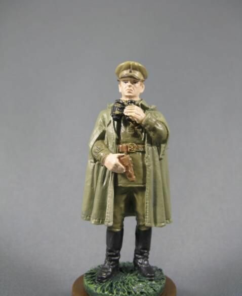 Оловянный солдатик 54мм, Офицер стрелковых частей в плащ-палатке, 1943-1945 гг.