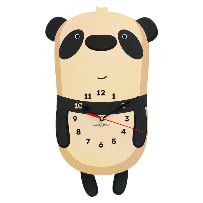 Соломон Часы настенные детские "Панда", бесшумные, с маятником, 23х40 см, АА