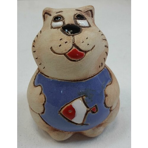 Статуэтка авторская Котик сытый 75х45х55см керамика 900₽