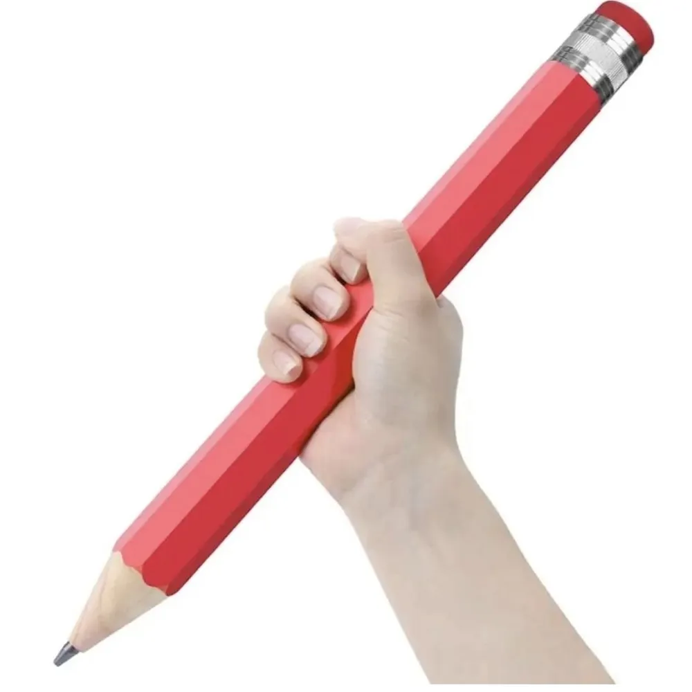 Чернографитный гигантский карандаш "Карамба" с ластиком (красный)