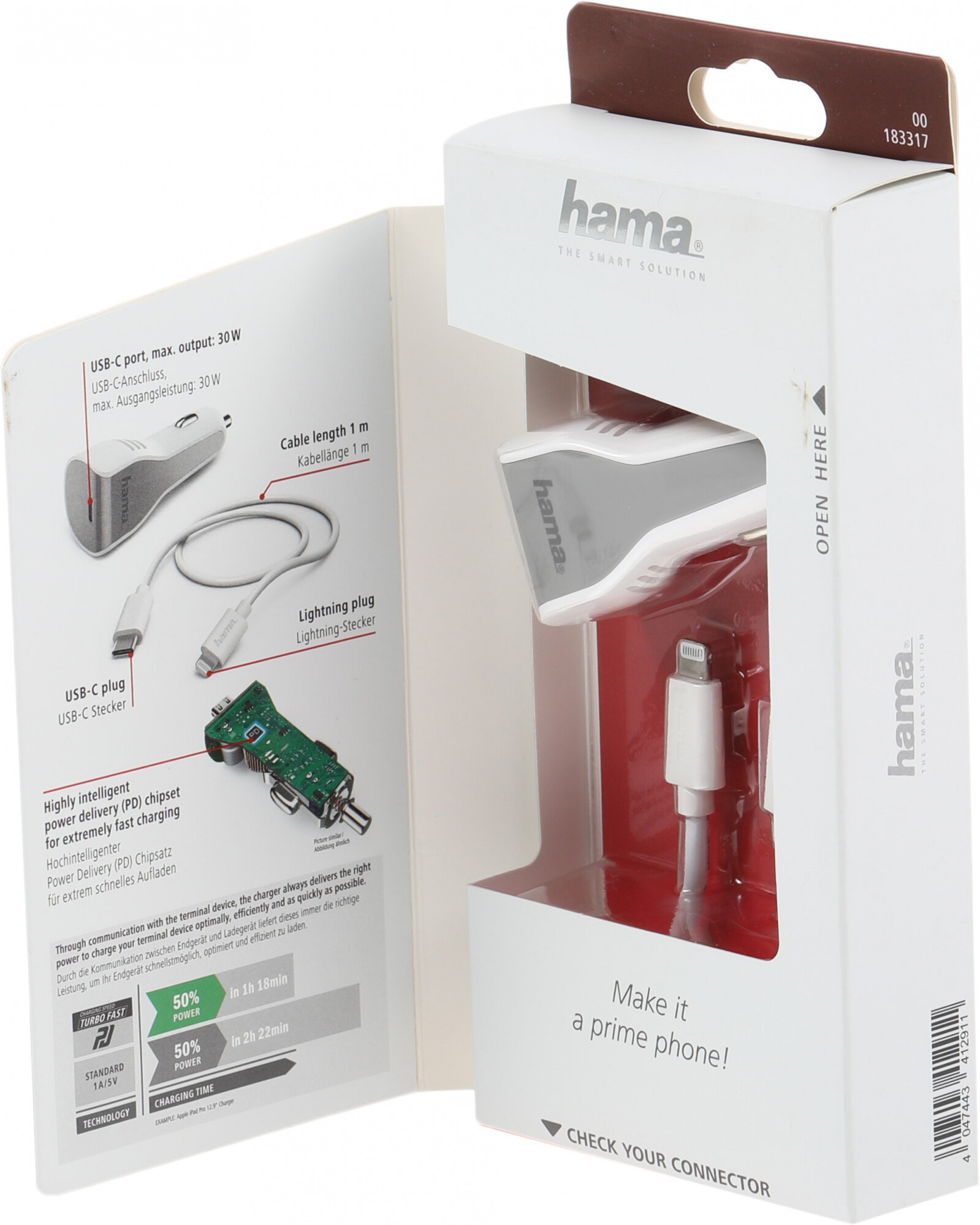 Комплект зарядного устройства HAMA H-183317, USB type-C, 8-pin Lightning (Apple), 3A, белый - фото №12