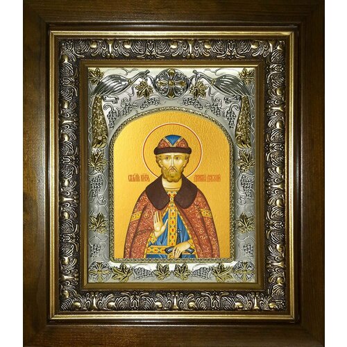 Икона Димитрий Донской благоверный князь благоверный князь димитрий донской икона в белом киоте 14 5 16 5 см