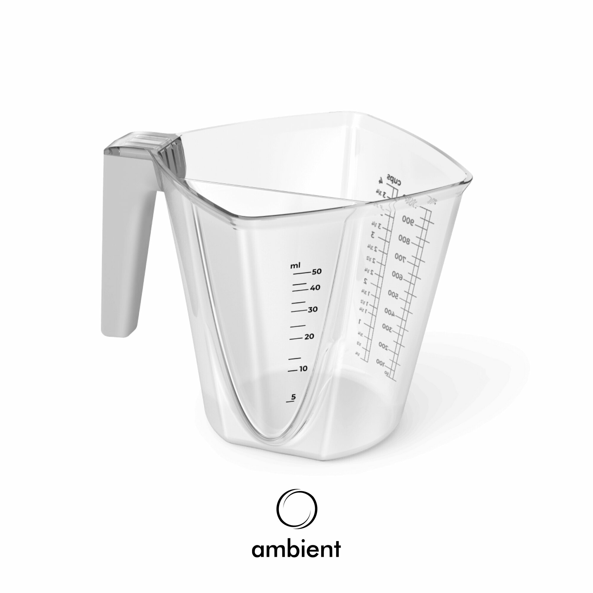 Кружка мерная с серой ручкой ambient Omni 155х155х145 мм прозрачная