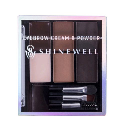 Shinewell Eyebrow Cream & Powder Универсальный набор для стилизации бровей №bc1-3/1 коричневый+графит+темно-коричневый