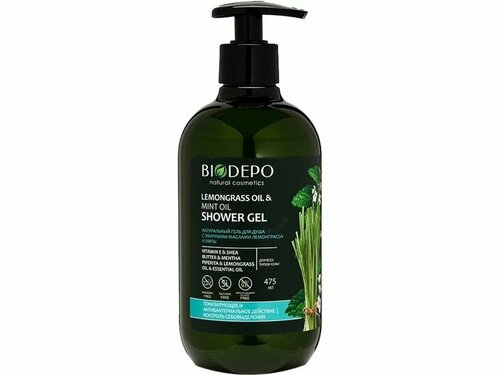 Гель для душа натуральный BIODEPO Lemongrass oil & mint oil