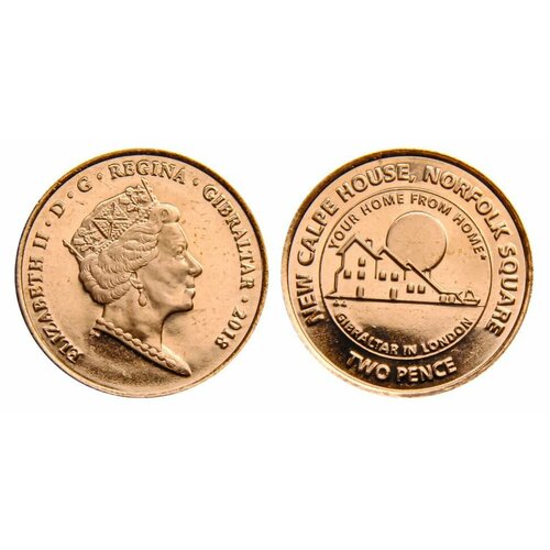 Монета Гибралтар 2 пенса 2018 год Calpe House UNC