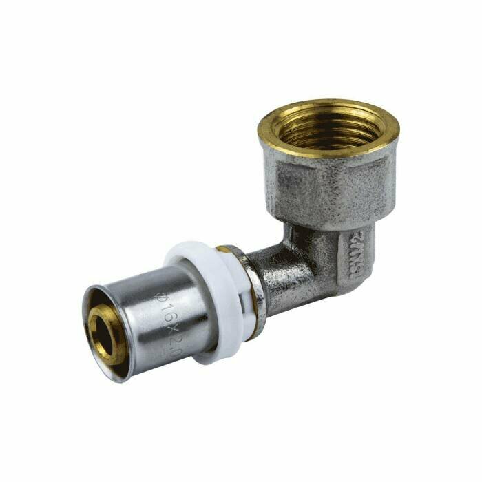 фото Угольник МП латунь никель пресс Дн 16х1/2"х90гр ВР ГОСТ 32415-2013 8007 Aquasfera 8007-01