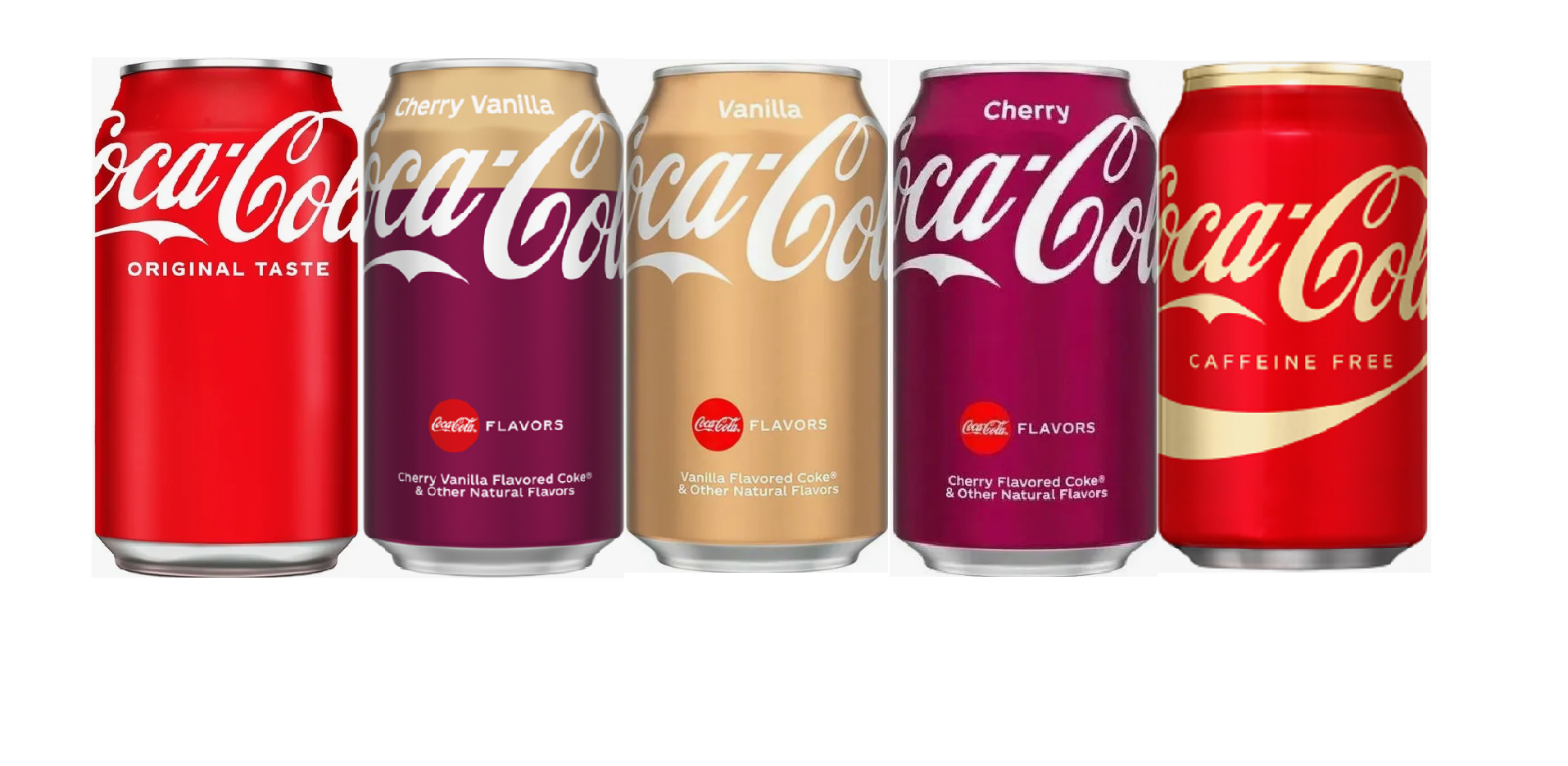 Набор Coca-Cola Original (Original, Cherry-Vanilla, Vanilla , Caffein Free, Cherry), ( 5 по 355 мл). США