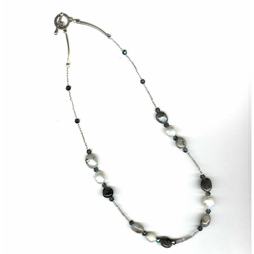 Колье ARMONIA, бисер, кварц, искусственный камень, длина 45 см, серый, белый