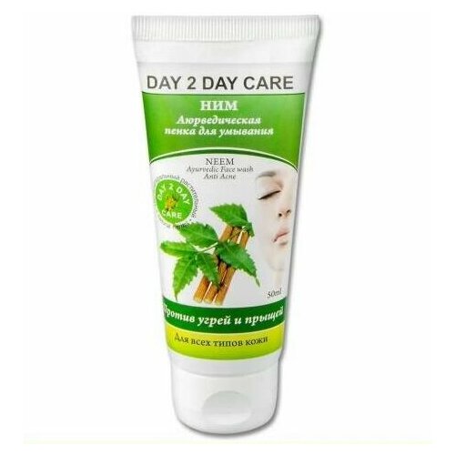 Ayurvedic Face Wash NEEM Anti Acne Day 2 Day Care Аюрведическая пенка для умывания НИМ Против Угрей и Прыщей Дэй Ту Дэй Кэр 50 мл 325₽