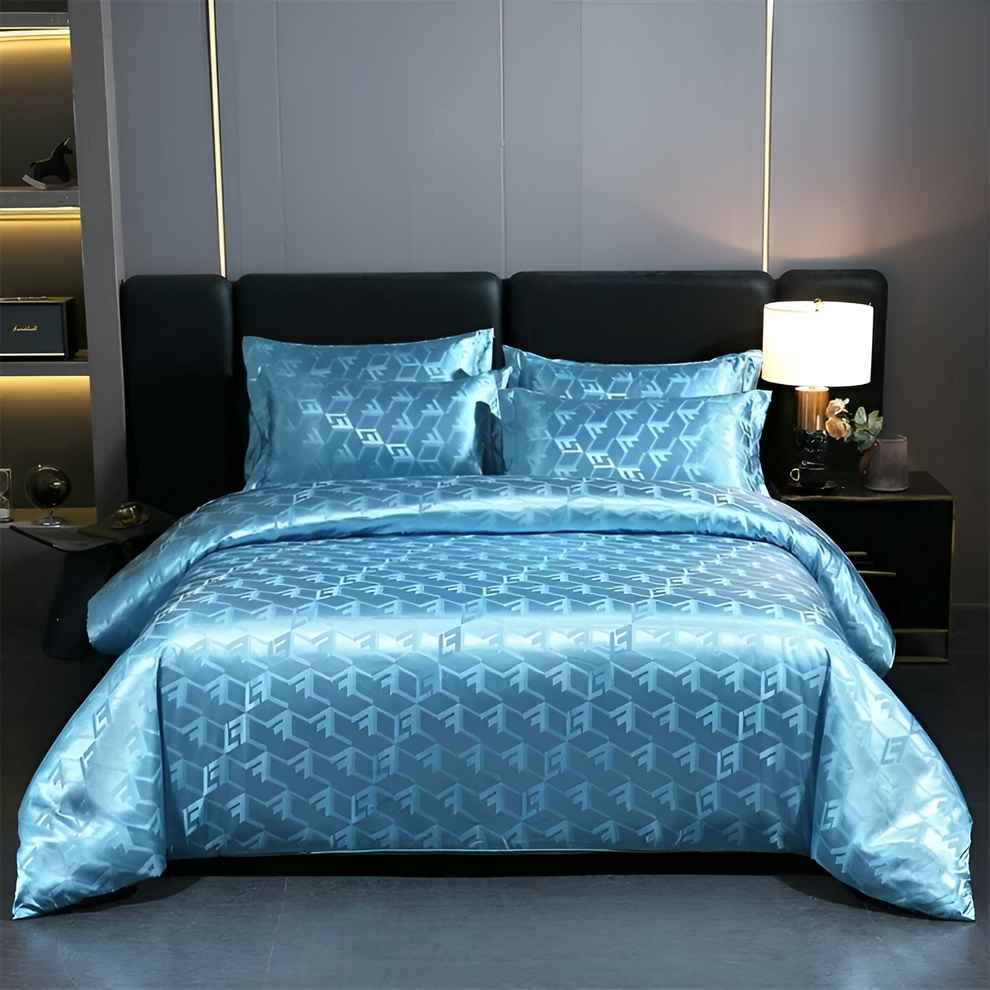 Комплект постельного белья жаккард с вышивкой 2-спальный простыня 18 м мираж