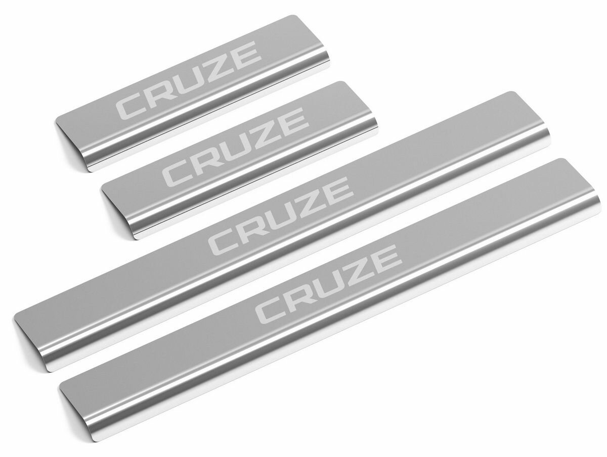 Накладки на пороги AutoMax для Chevrolet Cruze 2009-2015, нерж. сталь, с надписью, 4 шт, AMCHCRU01
