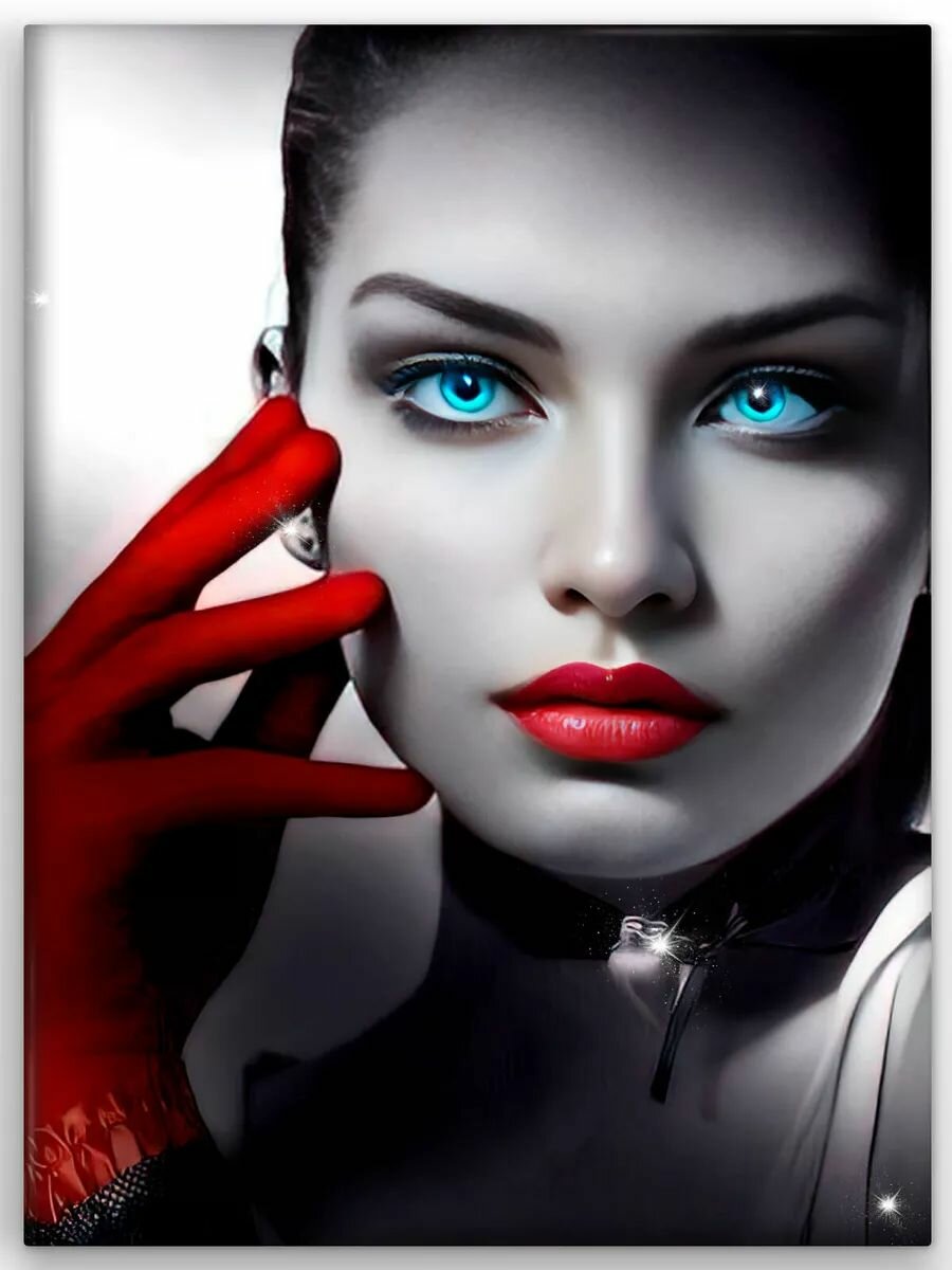 Алмазная мозаика на подрамнике 40х50/Черно-красные