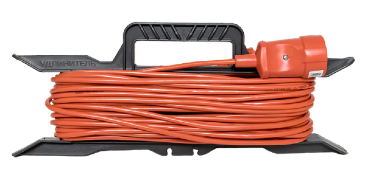 Удлинитель силовой на рамке EKF / ЕКФ Зевс 2.0 без заземления провод ПВС 2х0.75 оранжевый 1 штепсельное гнездо 10А 2.3кВт 30м USRB02-10-275-1-30 / электрика