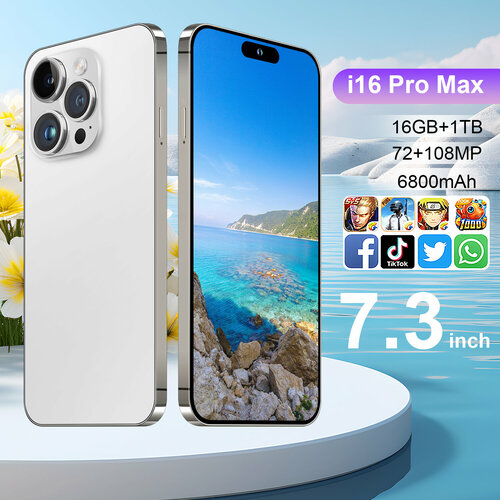 Смартфон i16ProMax Игровой телефон Капсульный экран 73 Сеть 5G Память 16GB1TB Bluetooth 40 Android 13 6900₽