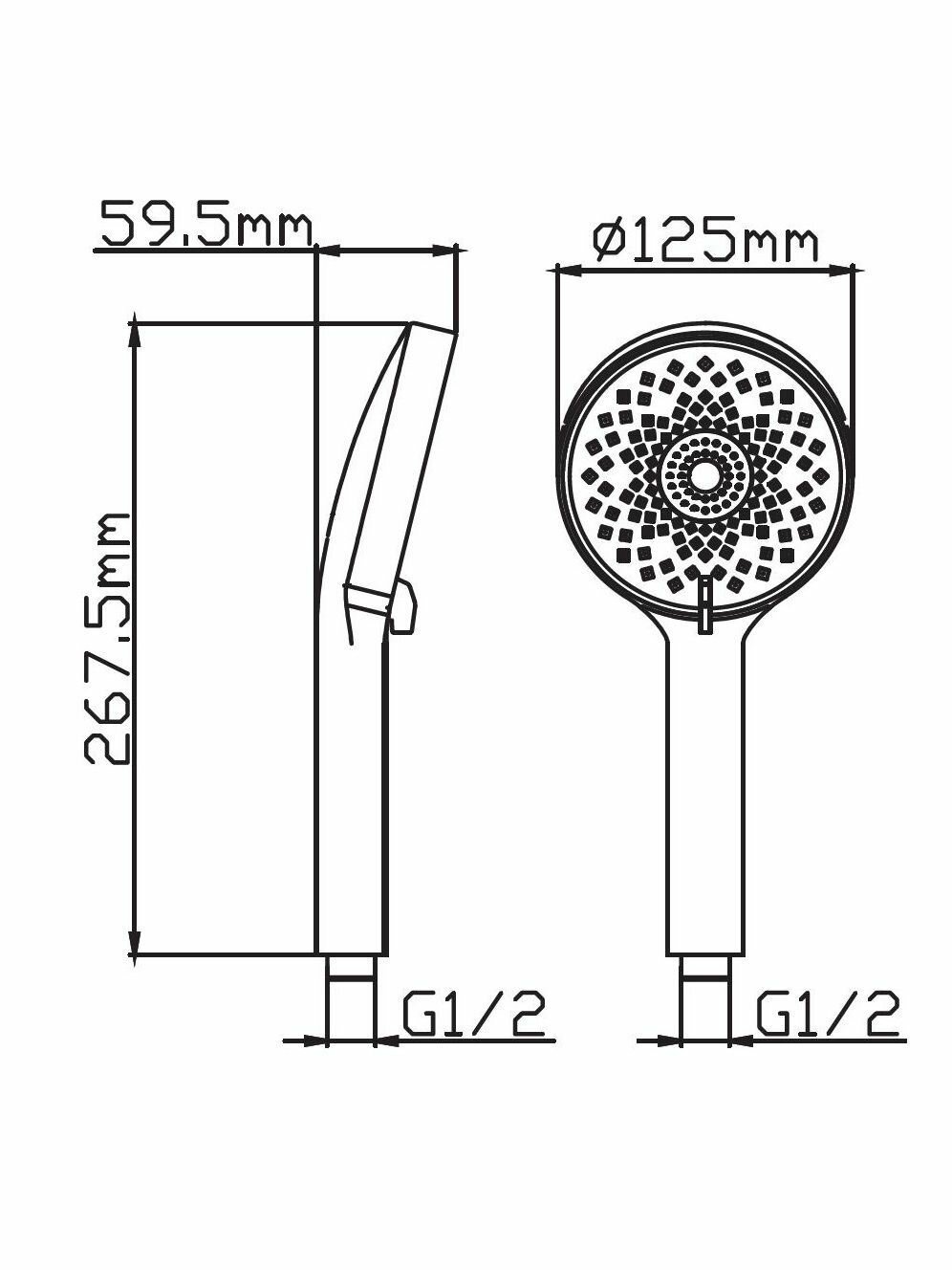 Лейка для душа Diadonna D10-19038BL 3 режима, пластик, черный — фото 1