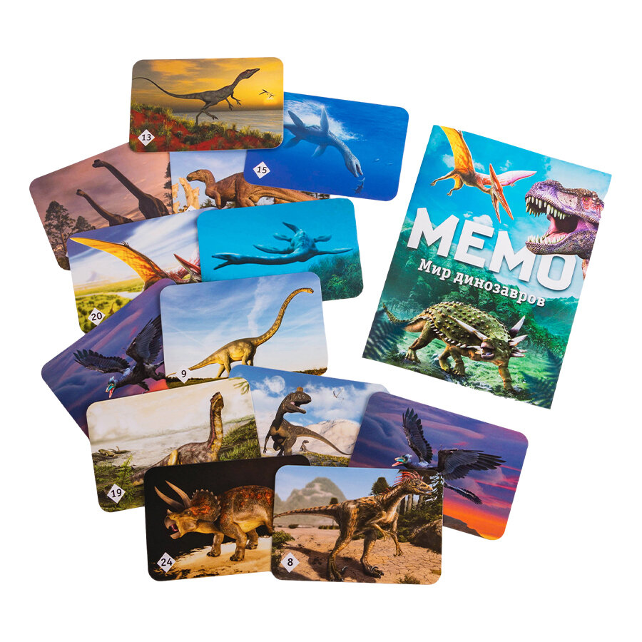 Настольная обучающая мемори игра "Мир динозавров" игровой набор из карточек — фото 1