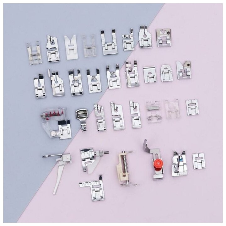 Набор швейных лапок в наборе 32 шт, для бытовых швейных машин / Прижимные лапки/ Подрубочные и подгибные лапки
