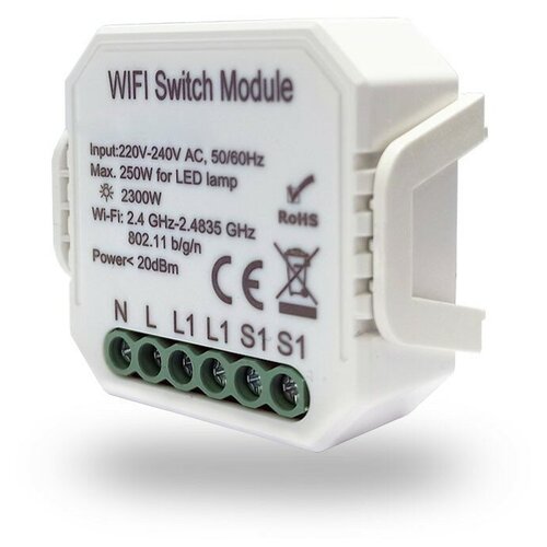 RL1001-SM Одноканальное Wi-Fi реле-выключатель 1 x 2300 Вт / 250 Вт для LED