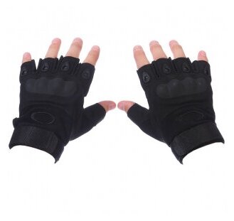 фото Перчатки тактические с кевларом беспалые № 6 (черные)