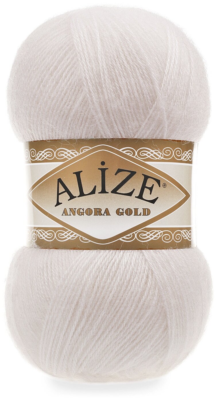 Пряжа Alize Angora Gold слоновая кость (599), 80%акрил/20%шерсть, 550м, 100г, 3шт