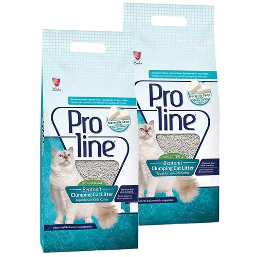 PROLINE наполнитель комкующийся для туалета кошек с ароматом марсельского мыла (10 + 10 л)
