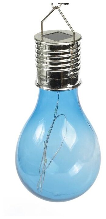 Luazon Lighting Садовый светильник на солнечной батарее «Лампочка синяя», 8 × 14 × 8 см, 5 LED, свечение белое