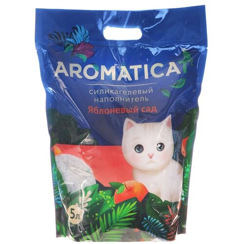 aromaticat классика наполнитель силикагелевый для туалета кошек 3 3 л Впитывающий наполнитель AromatiCat силикагелевый Яблоневый сад, 5л, 1 шт.
