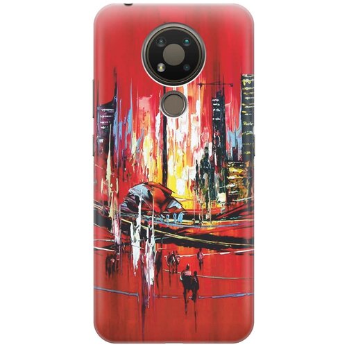 фото Ультратонкий силиконовый чехол-накладка для nokia 3.4 с принтом "акварельный город" gosso