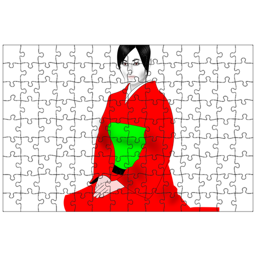 фото Магнитный пазл 27x18см."японский, кимоно, женщина" на холодильник lotsprints