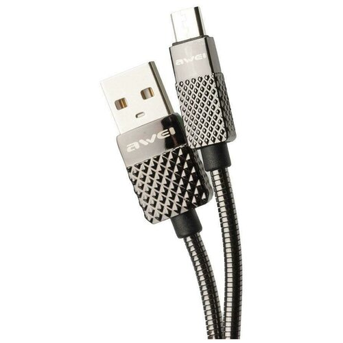 Кабель AWEI CL-88 Metal USB to micro USB 2.4A 1 м, Black кабель awei cl 115m usb to micro usb 2 4a 1 м черный