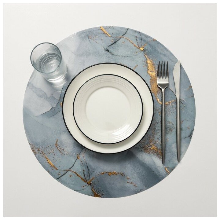 Салфетка сервировочная на стол «Камень», d=38 см, цвет серый