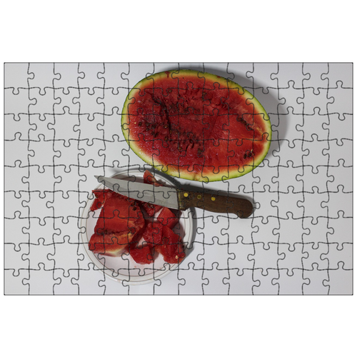 фото Магнитный пазл 27x18см."арбуз, тарелка, фрукты" на холодильник lotsprints
