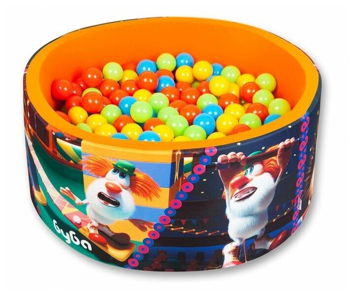 Сухой игровой бассейн буба “Яркие выступления в цирке” с 200 шариками: желтый, оранжевый, голубой, салатовый, sbh323 - фотография № 3