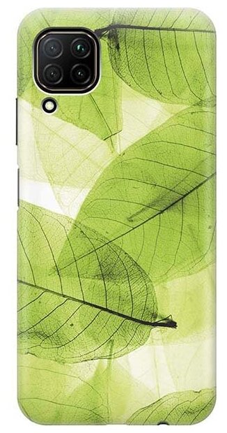Ультратонкий силиконовый чехол-накладка для Huawei P40 Lite с принтом "Зеленые листья"