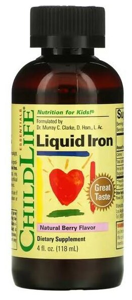 Раствор ChildLife Essentials Liquid Iron, 118 г, 118 мл