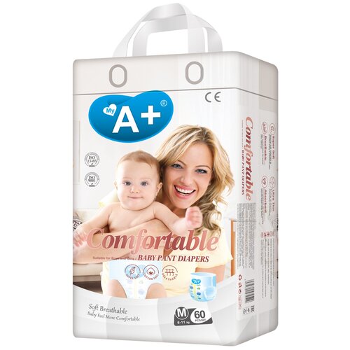 Детские подгузники-трусики «А+», размер М (60шт/уп)