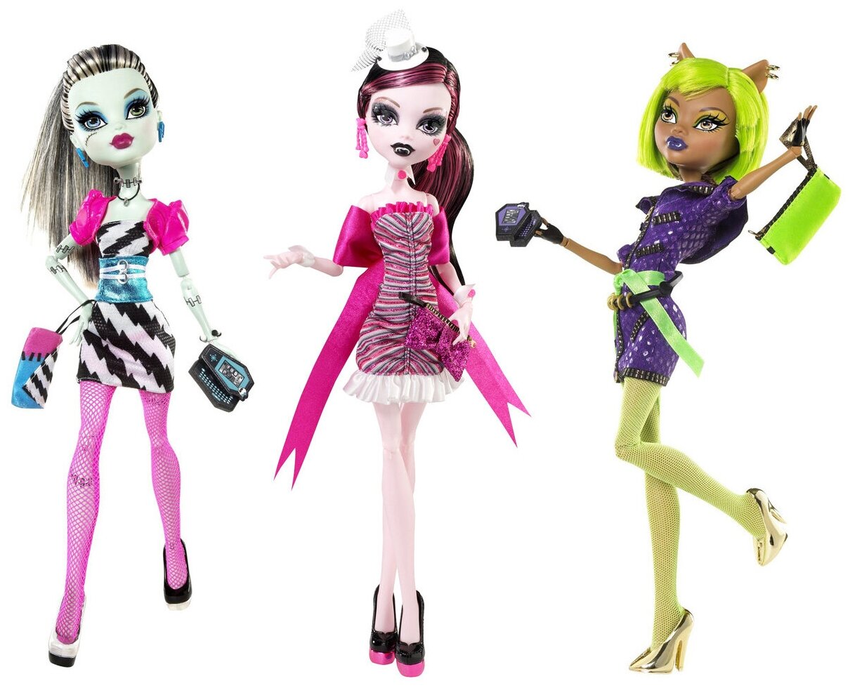 Набор куклы Монстер Хай Клодин Дракулаура Френки 2009 рассвет танца, Monster High Dawn of the dance Clawdeen Draculaura Frankie