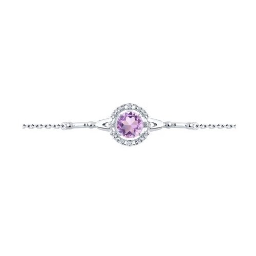 Серебряный браслет 94-350-00679-2 с фианитом и аметистом Diamant, длина 19 см.