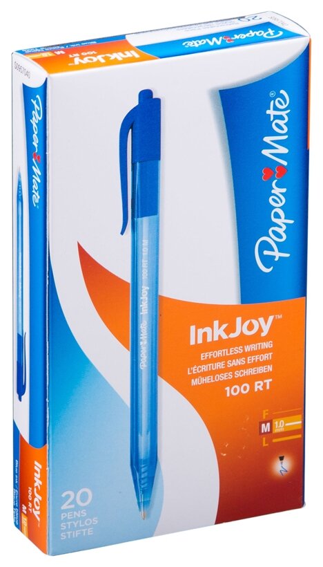 Paper Mate Набор шариковых автоматических ручек InkJoy 100 RT, 1 мм S0957040, 20 шт.