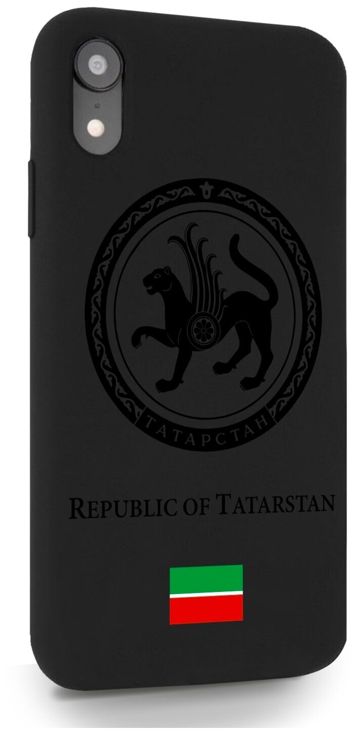 Черный силиконовый чехол SignumCase для iPhone XR Черный лаковый Герб Татарстана для Айфон 10R