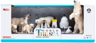 Фигурки игрушки серии "Мир морских животных": Белые медведи, пингвины (набор из 12 фигурок животных)